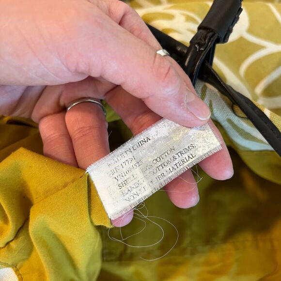 Large Yellow Retro Floral Beach Summer Brown Vegan Leather Trim Tote Bag - Picture 4 of 16